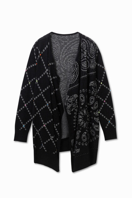 Poncho-style open jumper