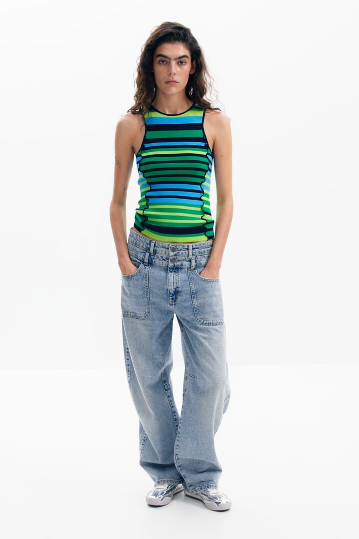 T-shirt en maille à rayures avec coutures | Desigual