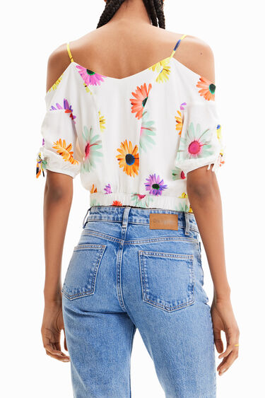 Blusa corta fruncido flores | Desigual