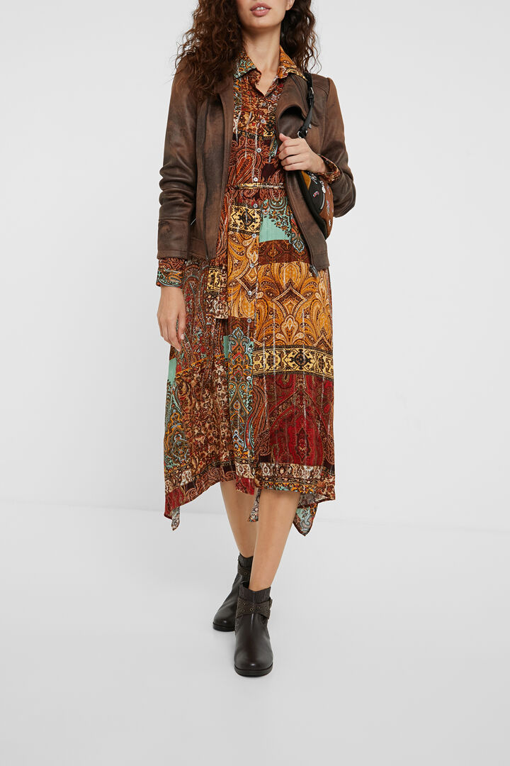 Shirt dress metallic print | Desigual