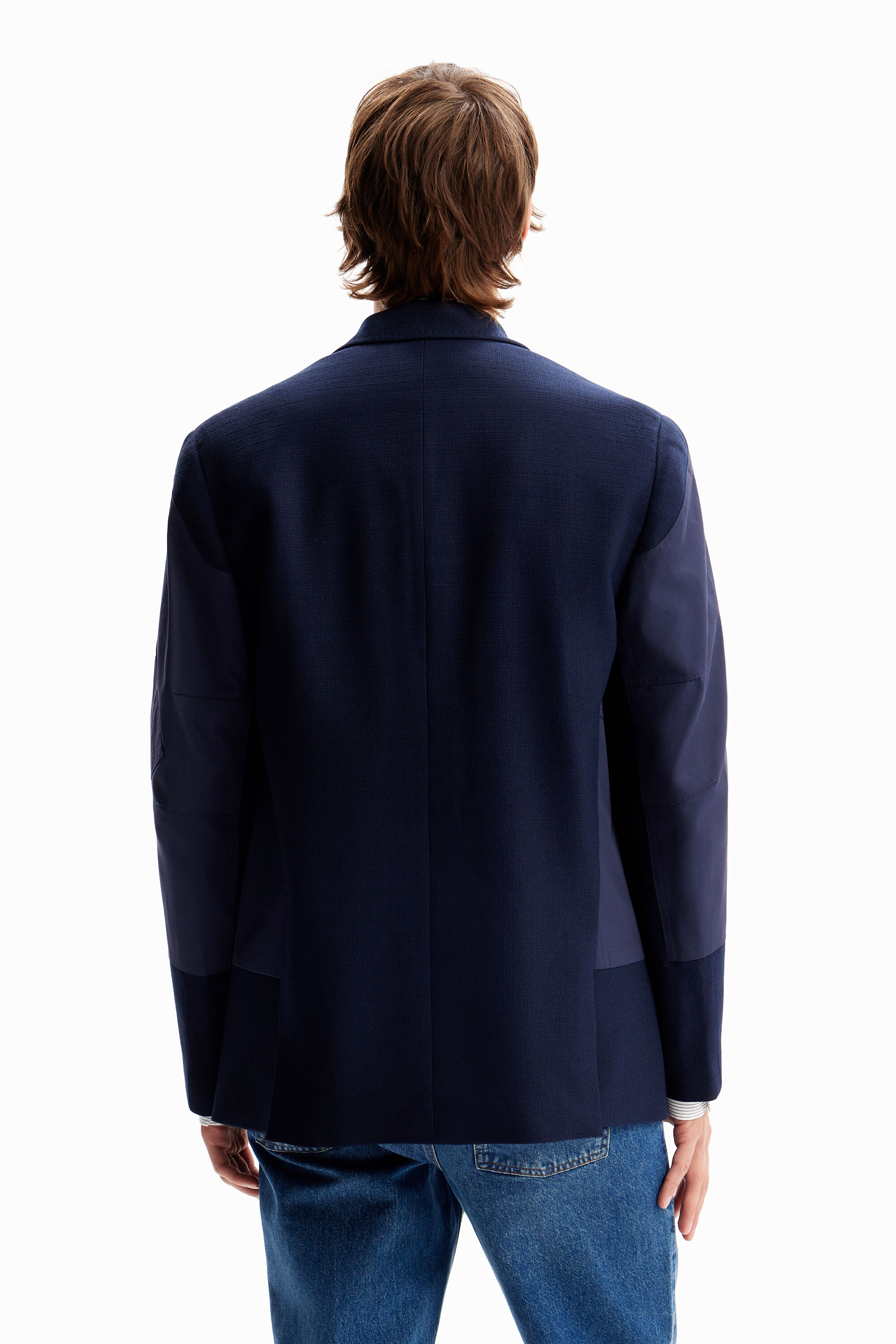 Shop Desigual Hybrid Pockets Blazer In Blue