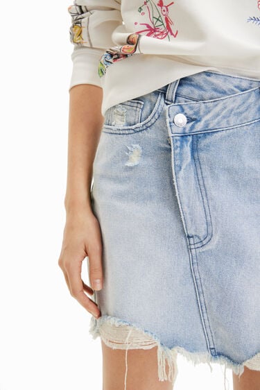 Denim criss-cross waist mini skirt | Desigual