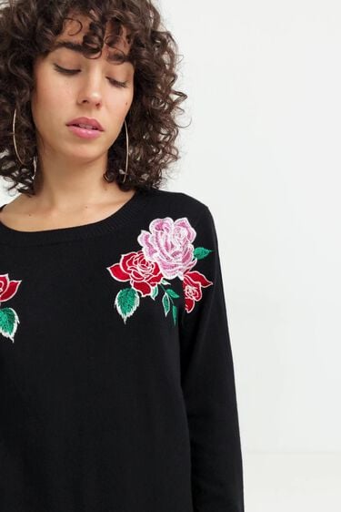 Pull court maille broderie épaules | Desigual