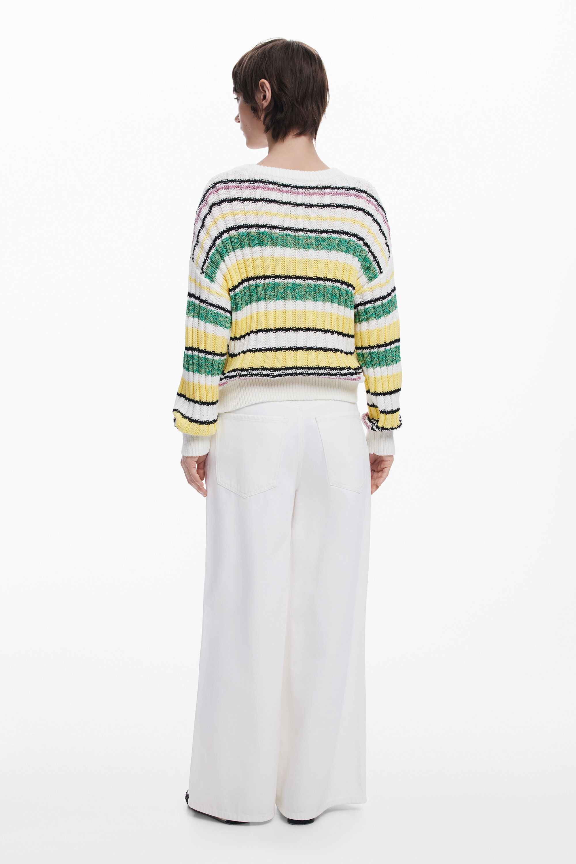 Desigual Colorful Striped Sweater In Material Finishes