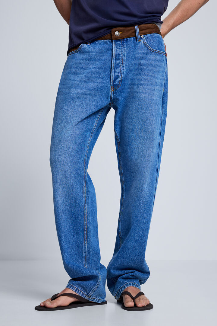 Combined denim trousers