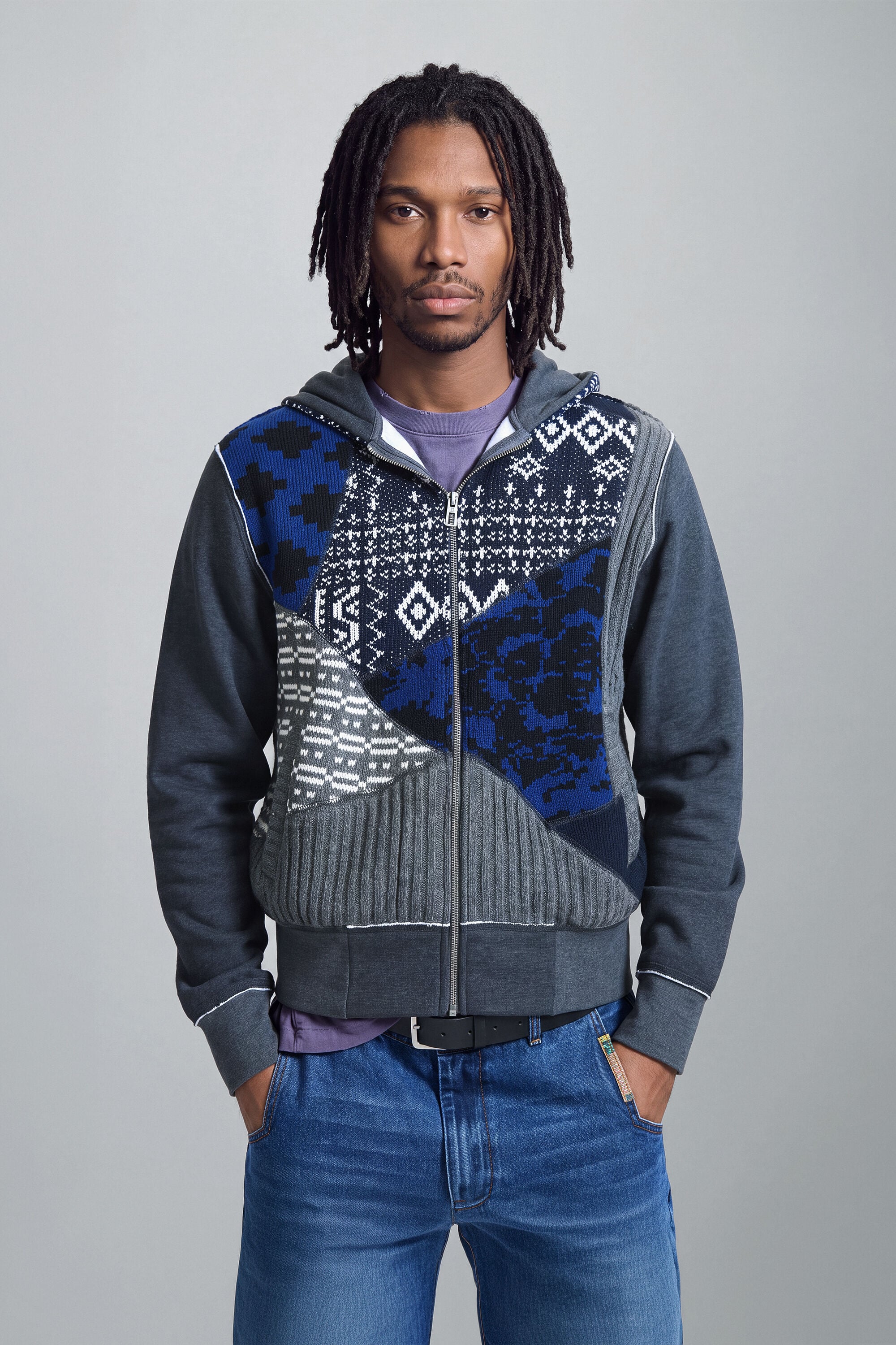 sudadera capucha patchwork