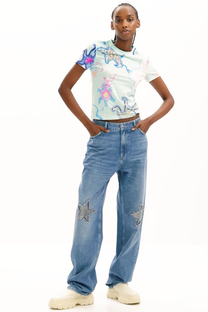 Pantalons denim amb detall d'estrelles Collina Strada | Desigual