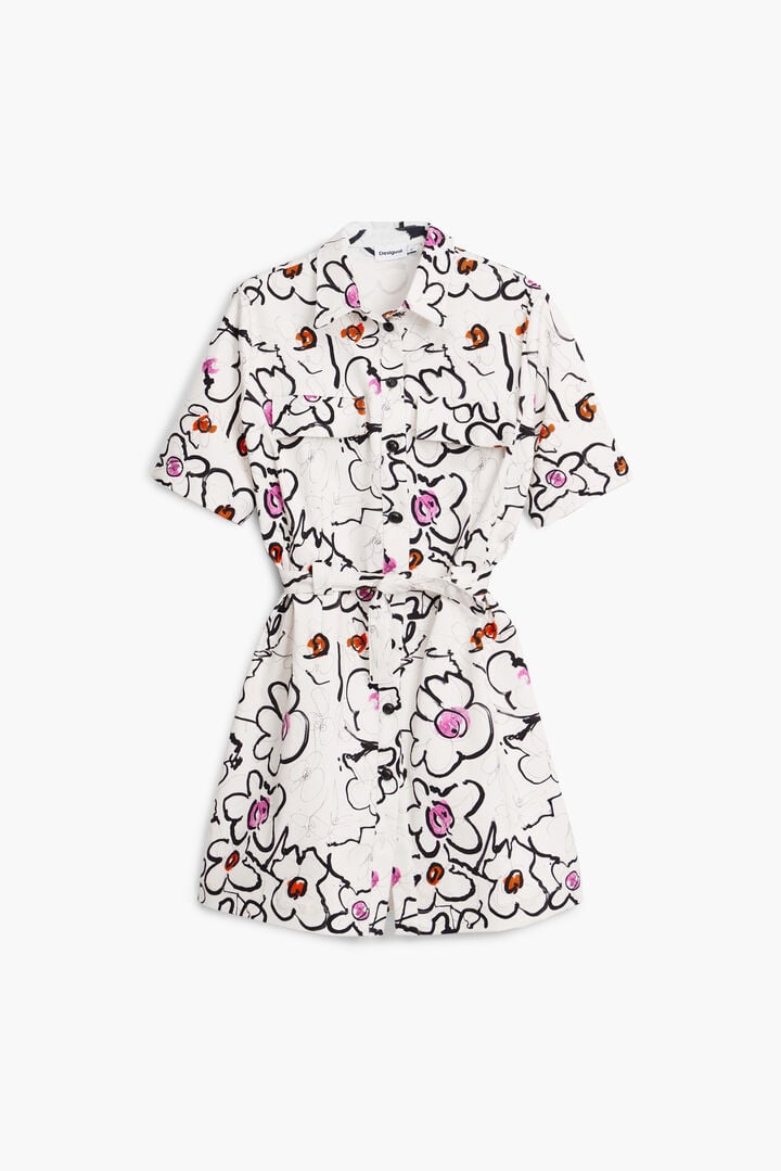 Dress with drawn flowers | Desigual