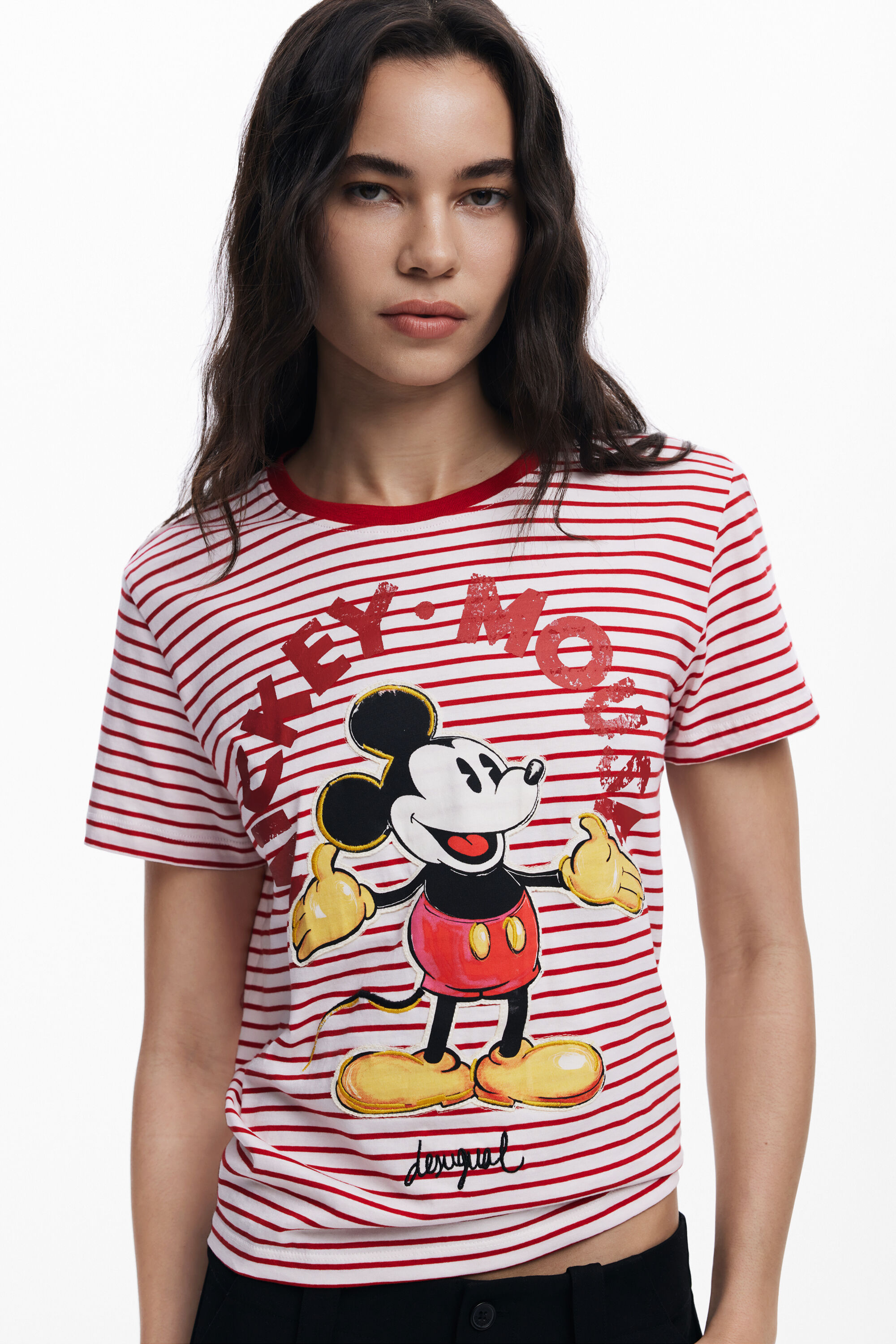 売れ筋商品|||デジグアル カットソー トップス レディース Women's Mickey Mouse T-shirt Neutral gray Disney Mickey Mouse Classic T-Shirt Womens MEDIUM Gray *NEW
