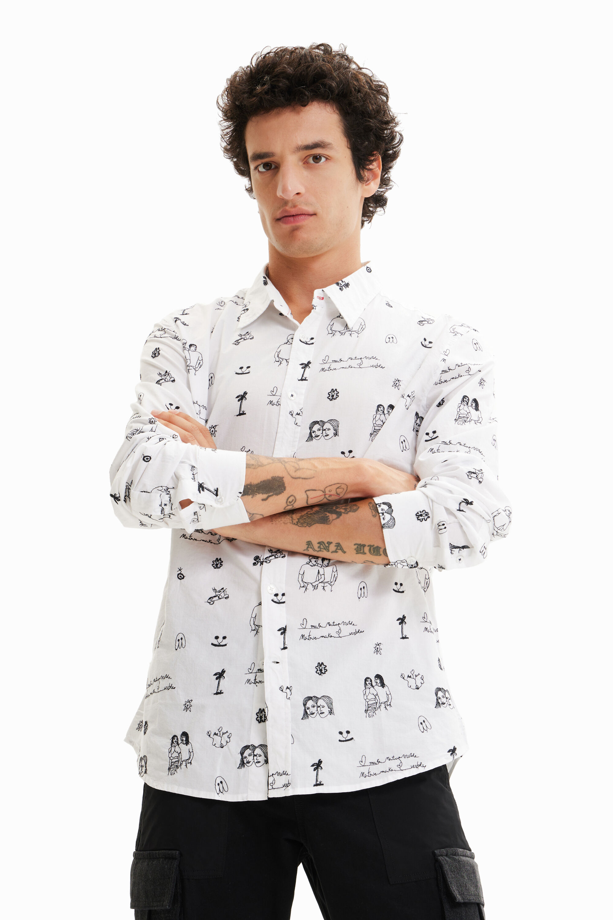 Desigual Embroidered voile shirt