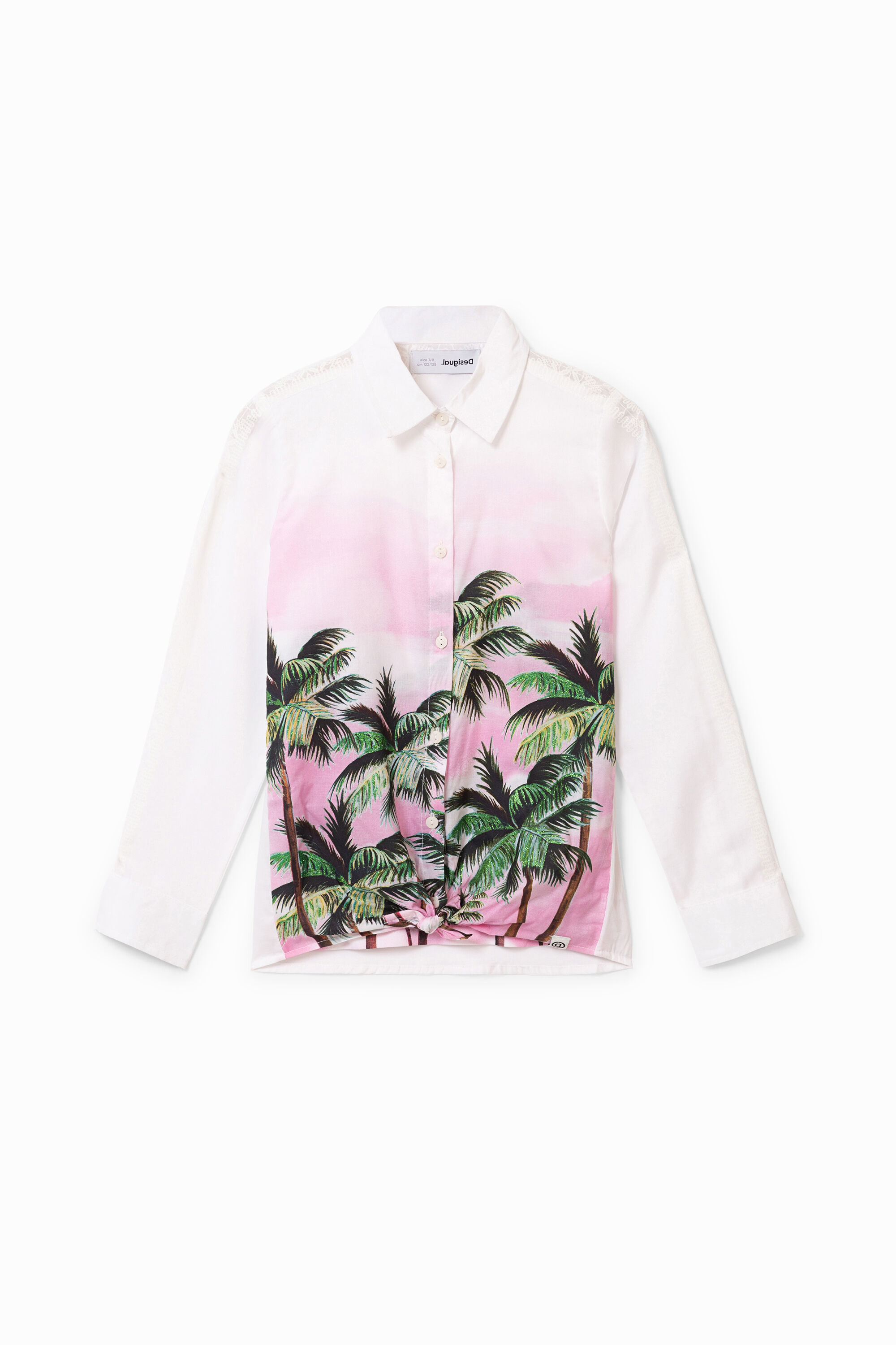 Weiße Bluse mit Palmen