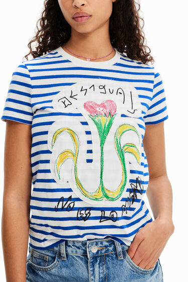 Camiseta rayas flor | Desigual