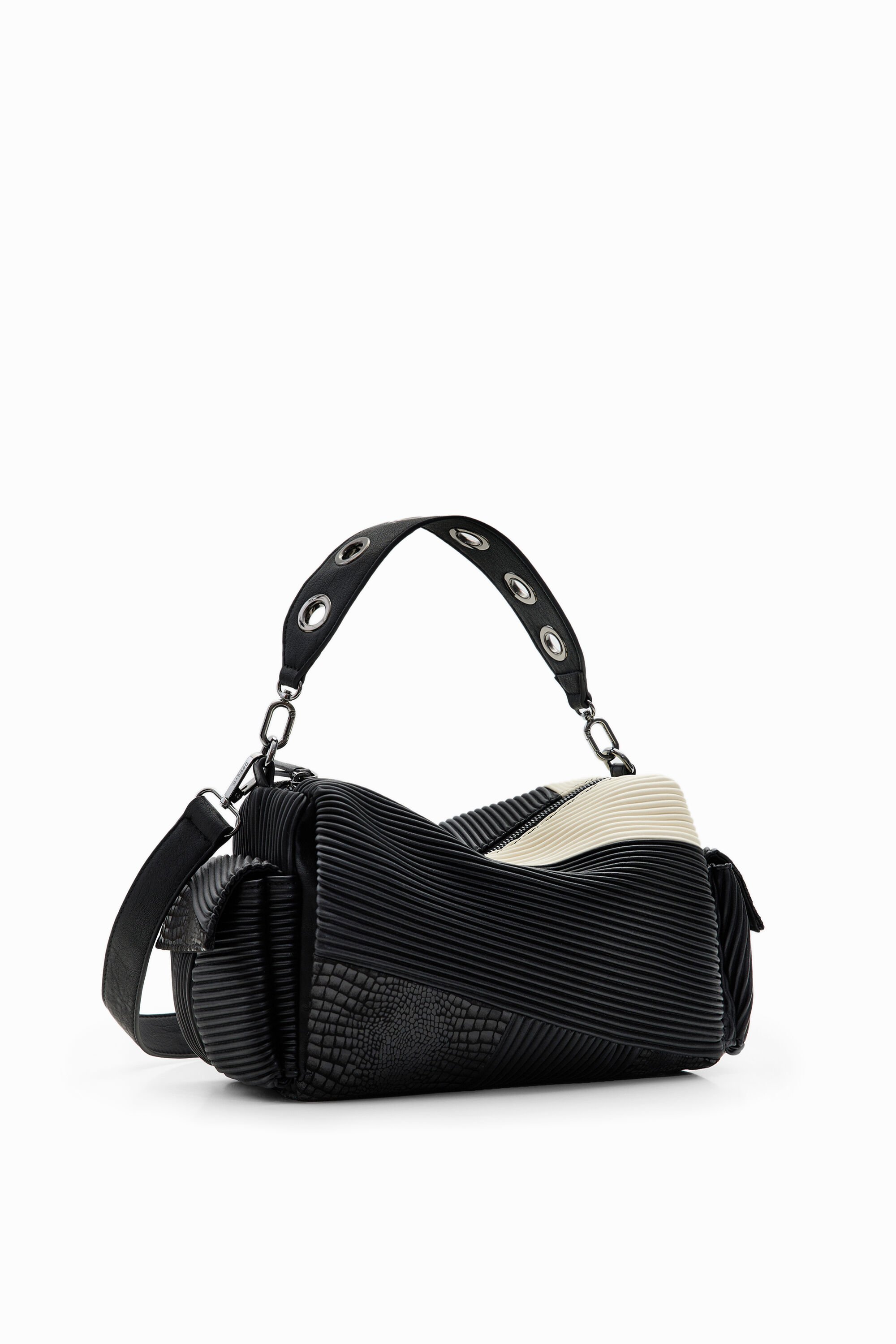 Midsize textured patchwork bag