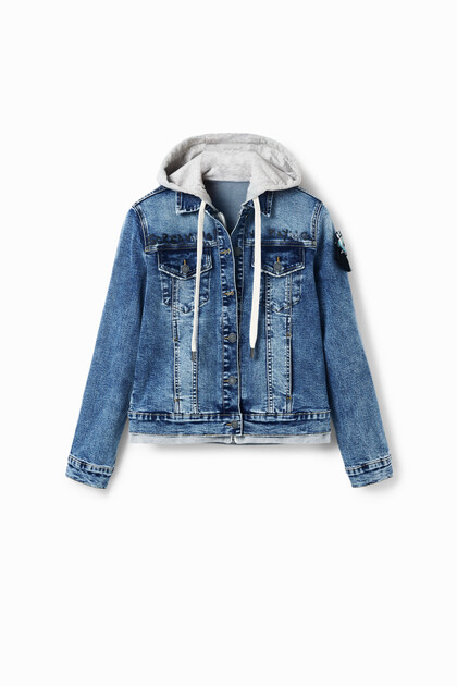 Hooded denim trucker jacket