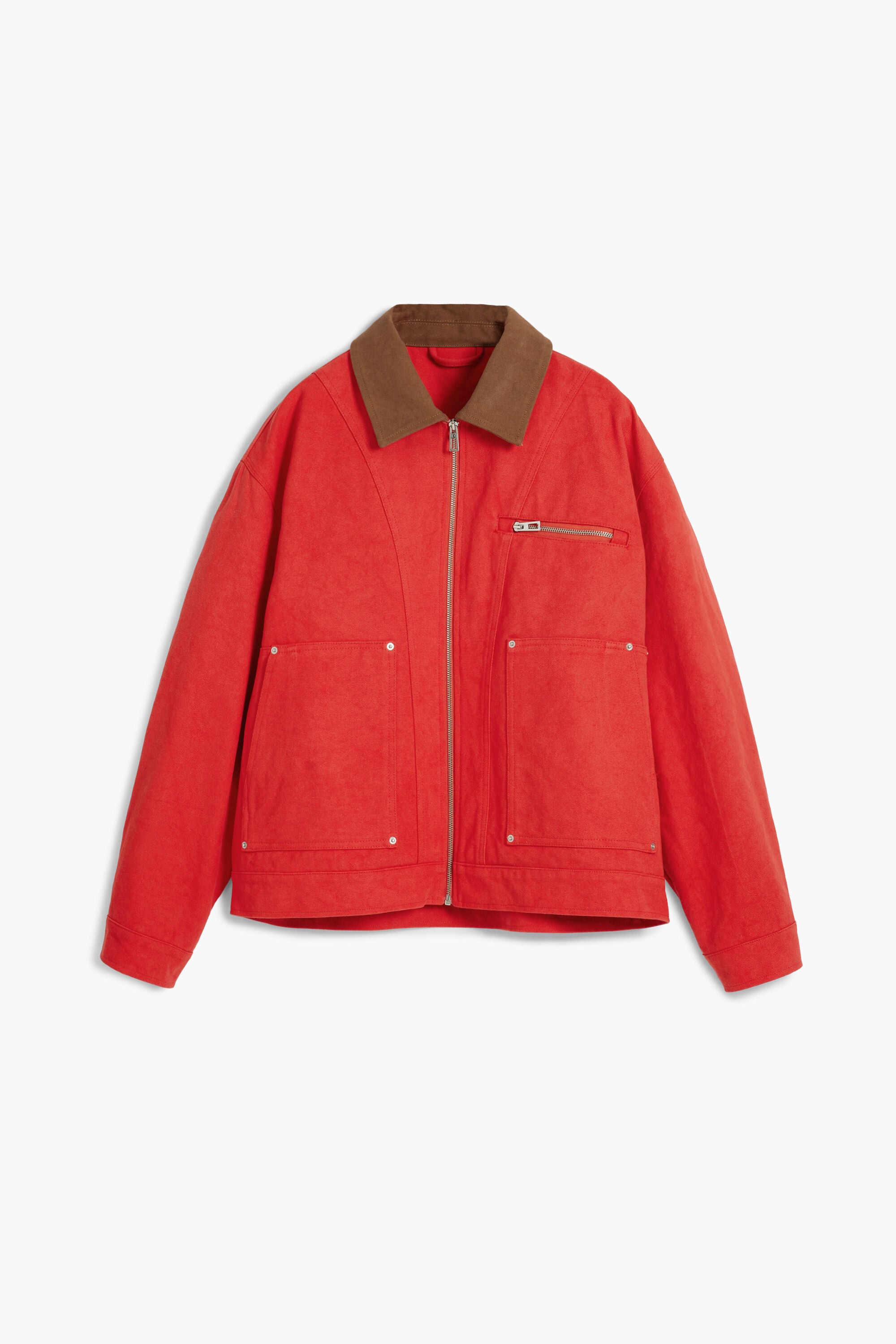Desigual, Chaqueta cuello contraste, Algodon, Rojo,