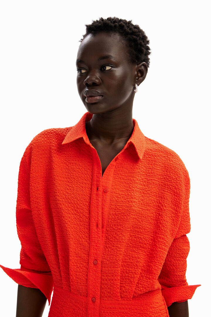 Short textured shirt dress | Desigual