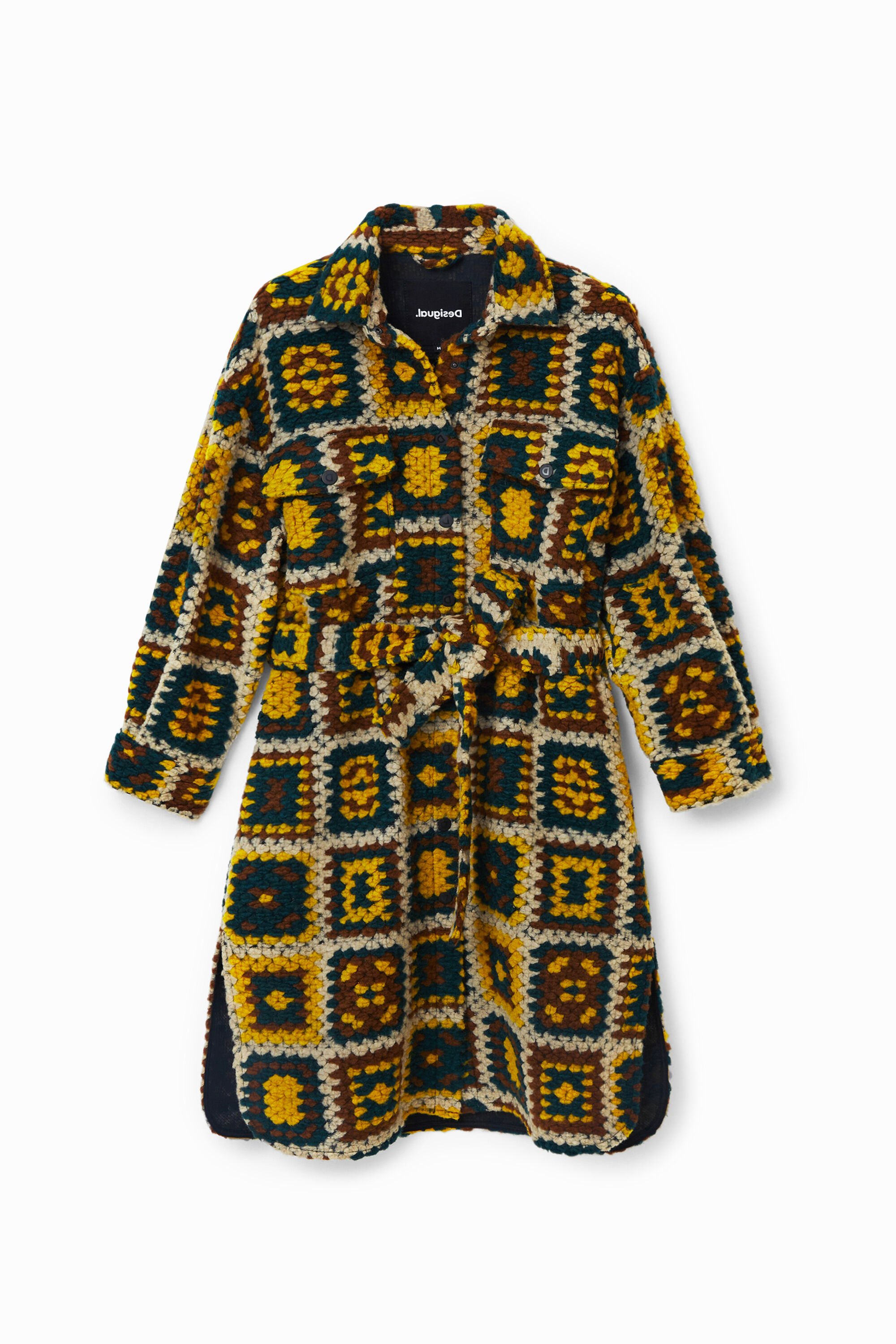 Crochet effect long coat Desigual