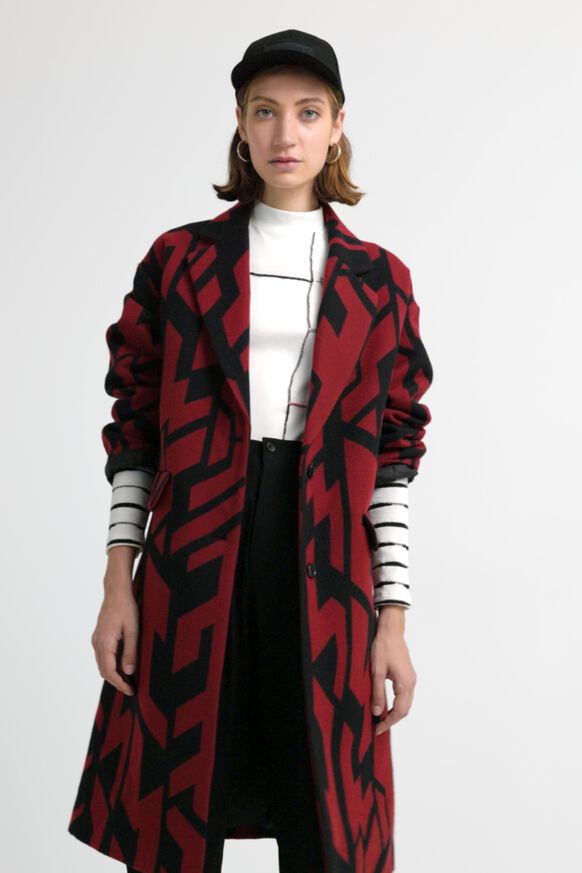 Oversized straight geometric coat | Desigual