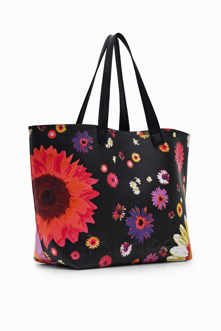 Extra-large reversible floral shopper bag | Desigual