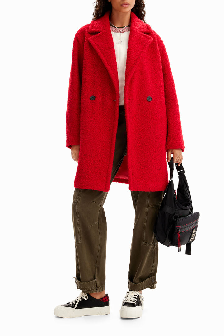 Double-breasted bouclé coat | Desigual