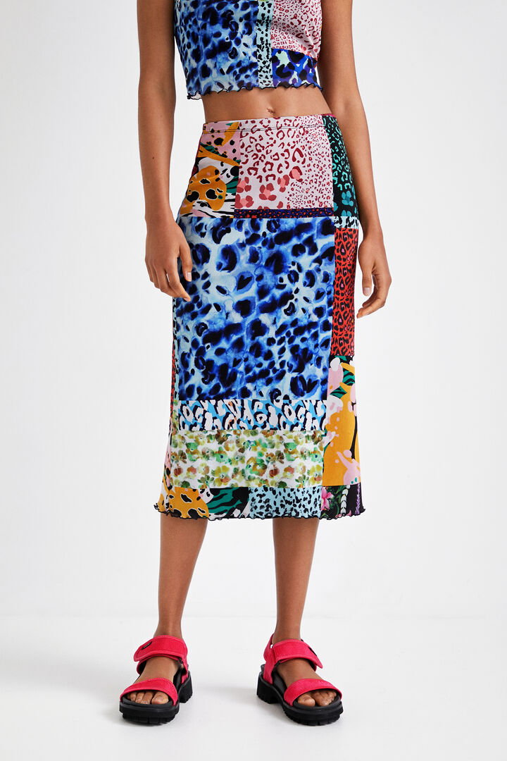 Gonna midi con patch digitale | Desigual