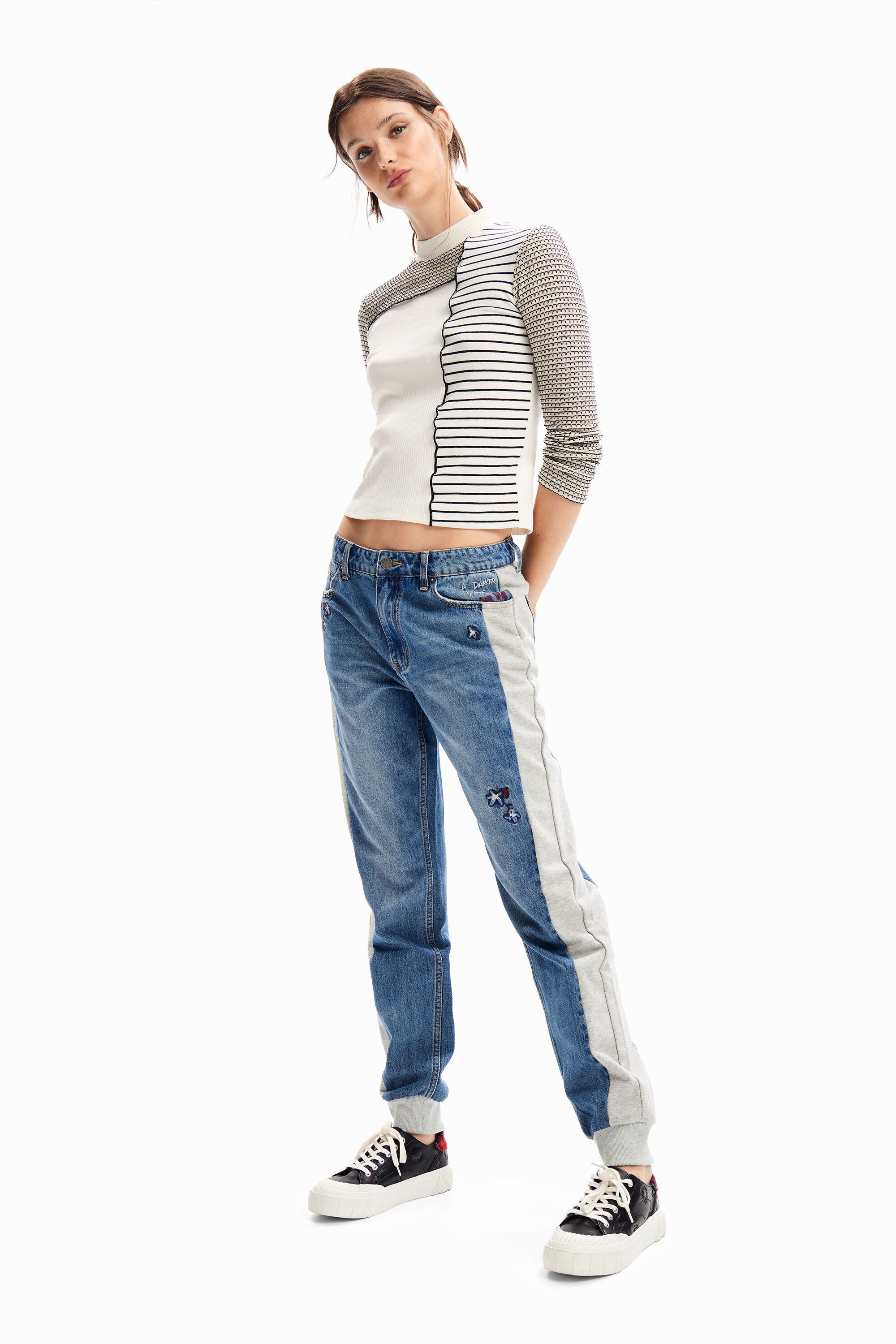 Embroidered jogger jeans - BLUE - M