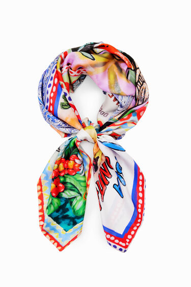 Fulard quadrat postals arty Stella Jean | Desigual