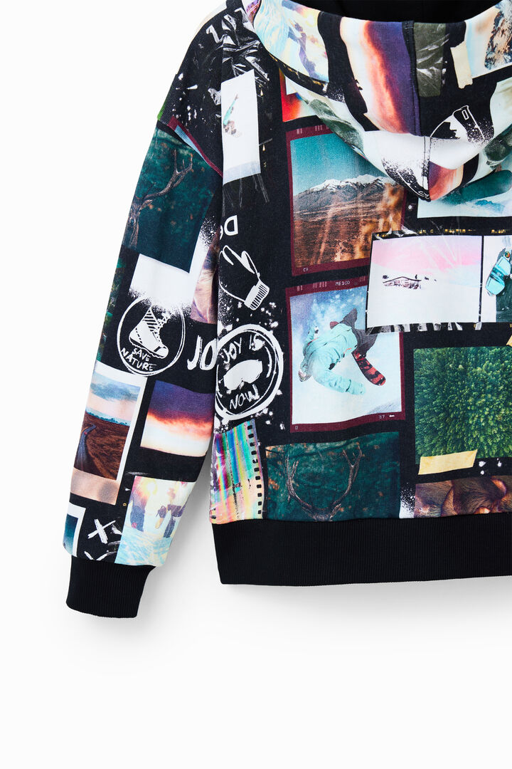 Bluza z kapturem i nadrukiem fotograficznym z motywem kolażu | Desigual