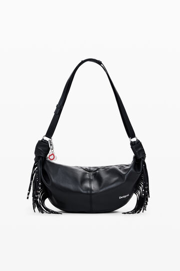 Medium leather fringe bag | Desigual