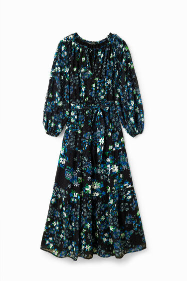 Floral plumetis midi dress | Desigual