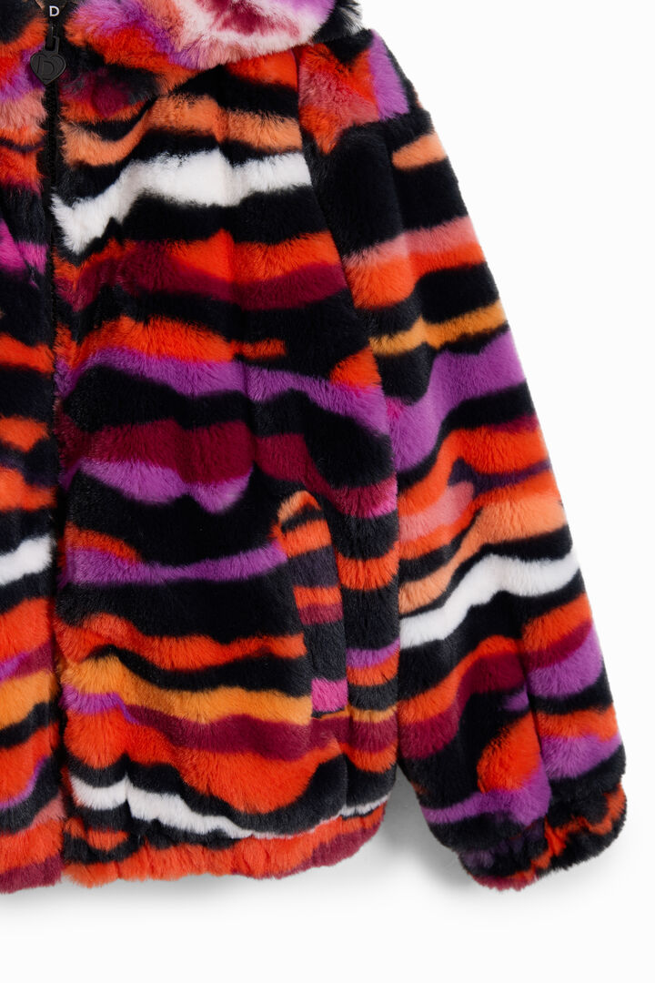 Multicolored animal print faux fur jacket | Desigual