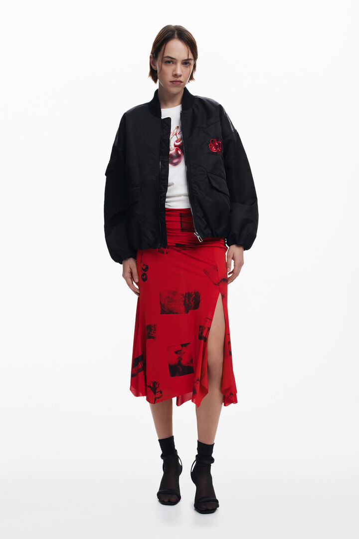 Collage skirt with turned waist