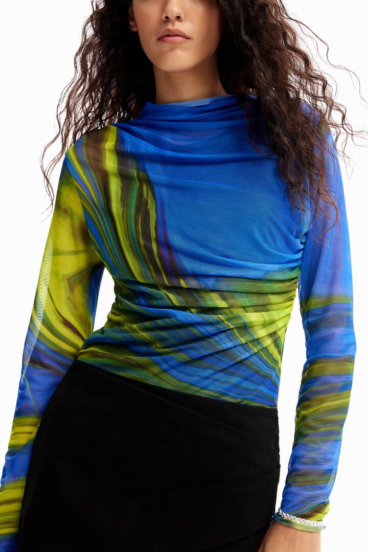Camiseta fruncida tul ondas | Desigual