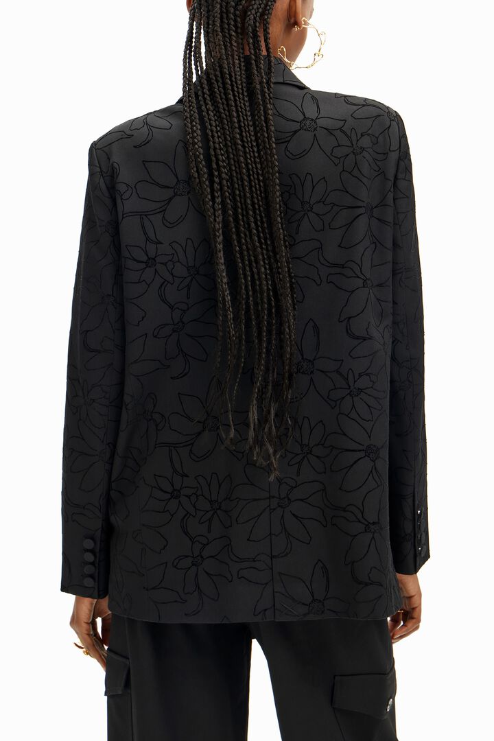 Blazer with die-cut flower silhouette | Desigual