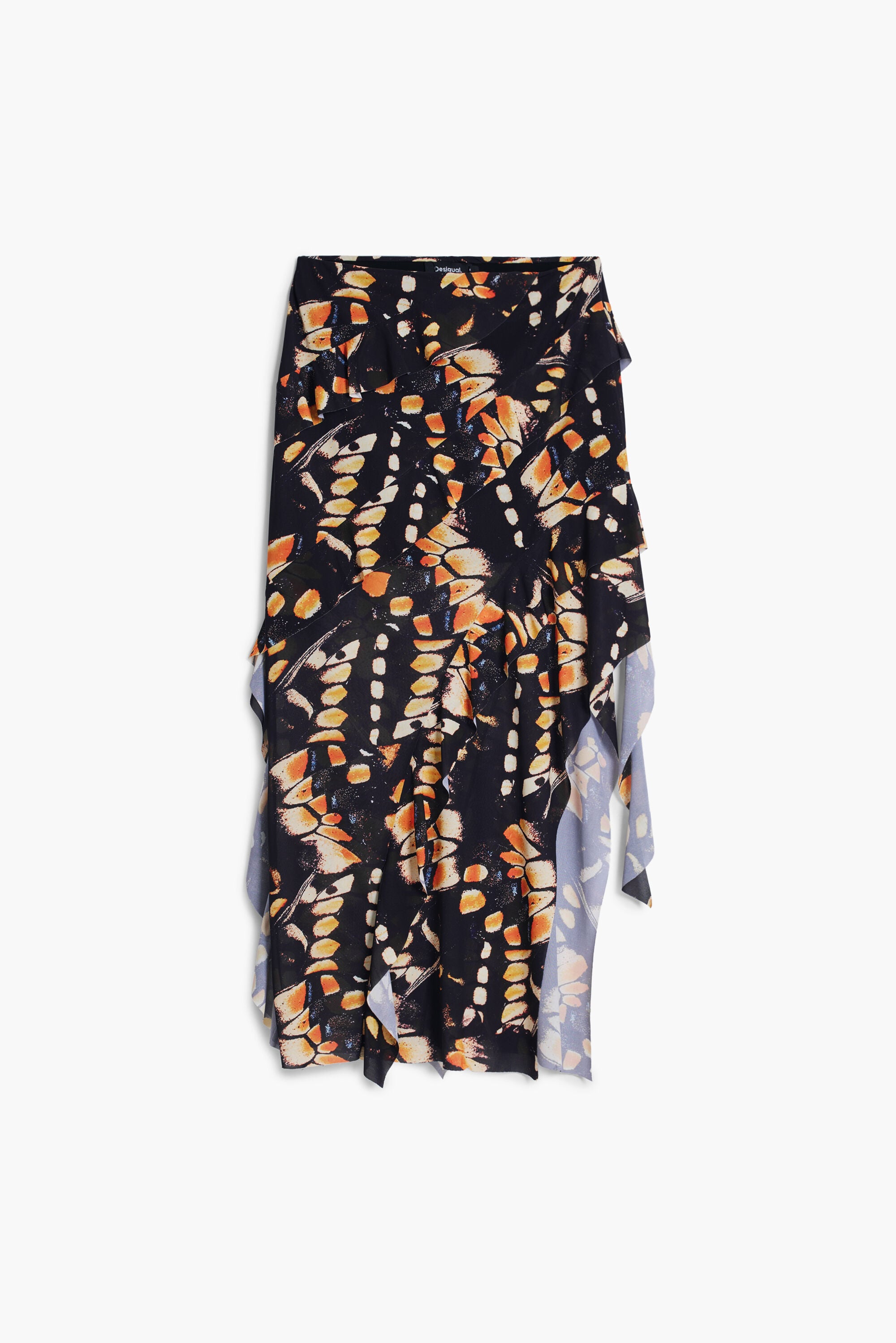 Falda voltantes mariposas, Poliester, Negro, XL