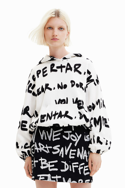All-over Manifesto text oversize hoodie