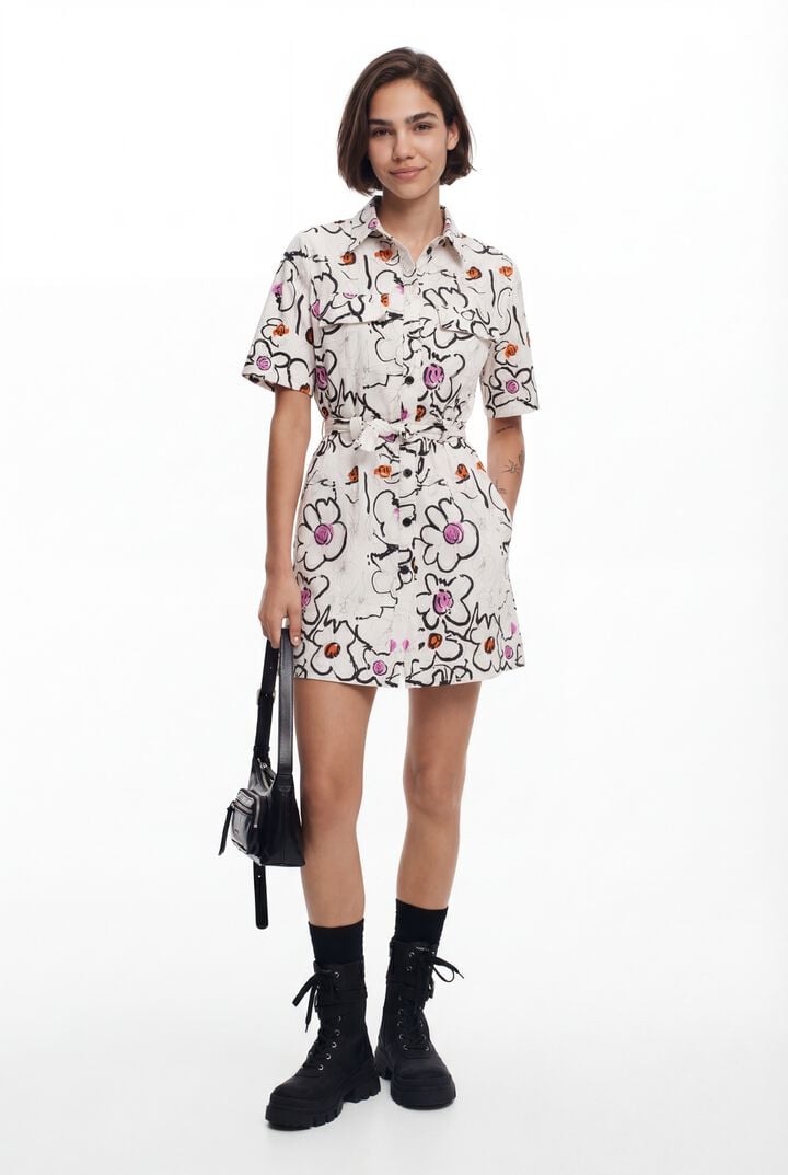 Sukienka z rysowanymi kwiatami | Desigual