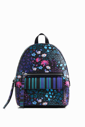 Mini striped floral backpack