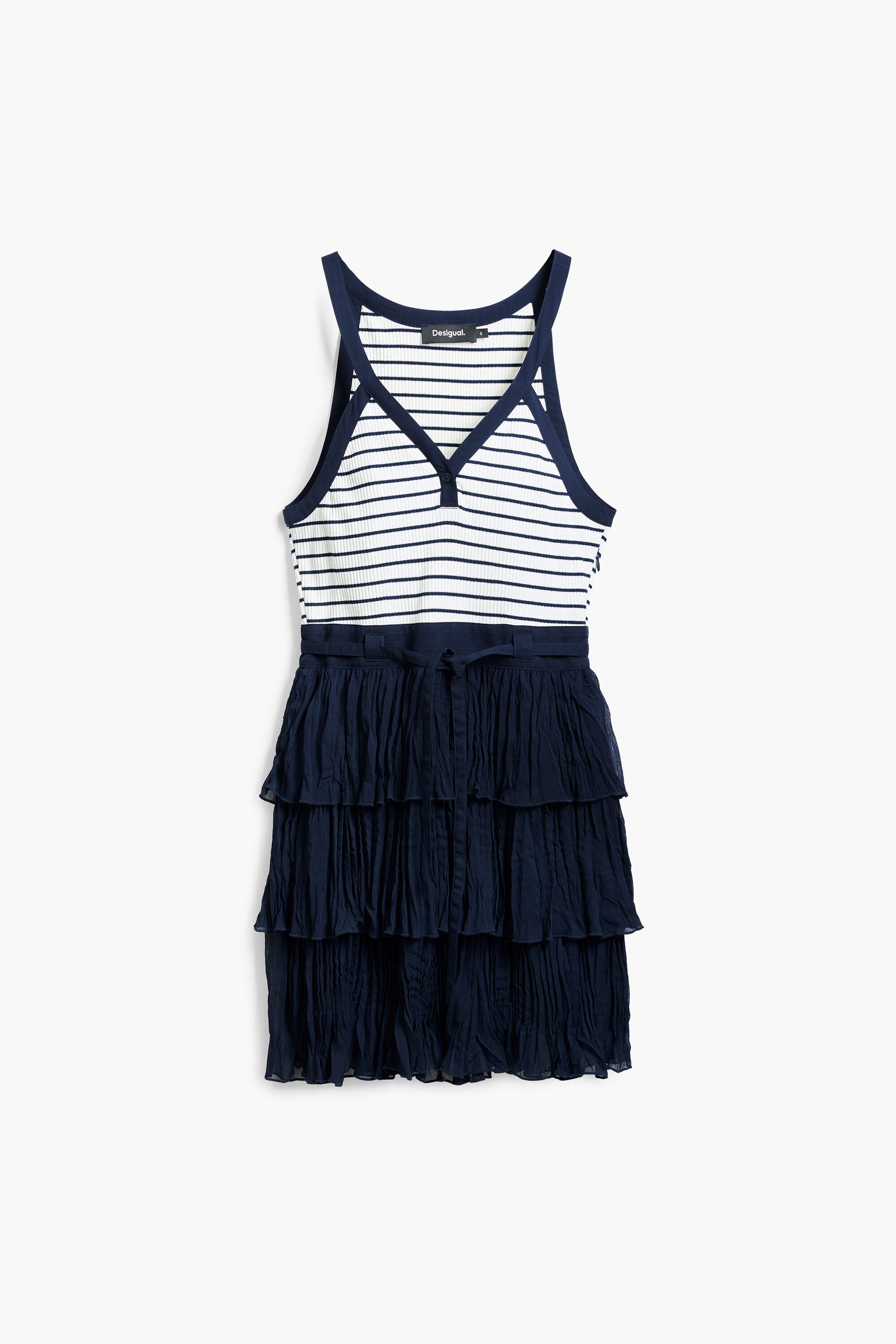 Desigual, Vestido combinado falda plisada, Azul