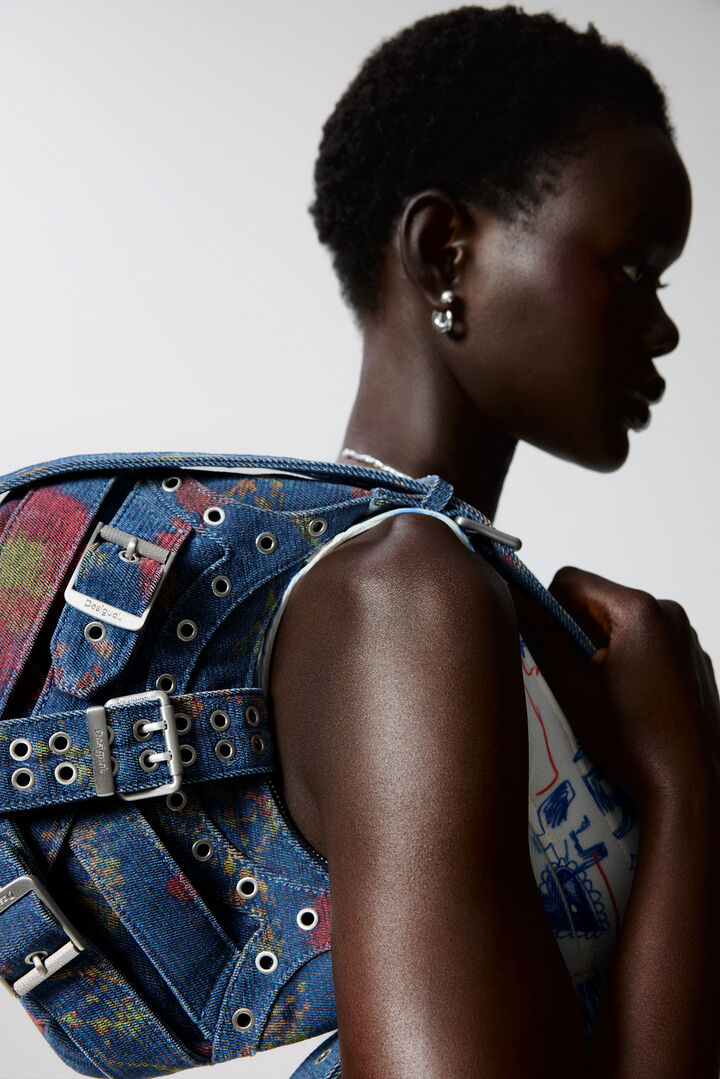 Medium printed denim bag | Desigual