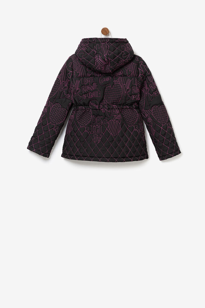 Short embroidered down hood | Desigual