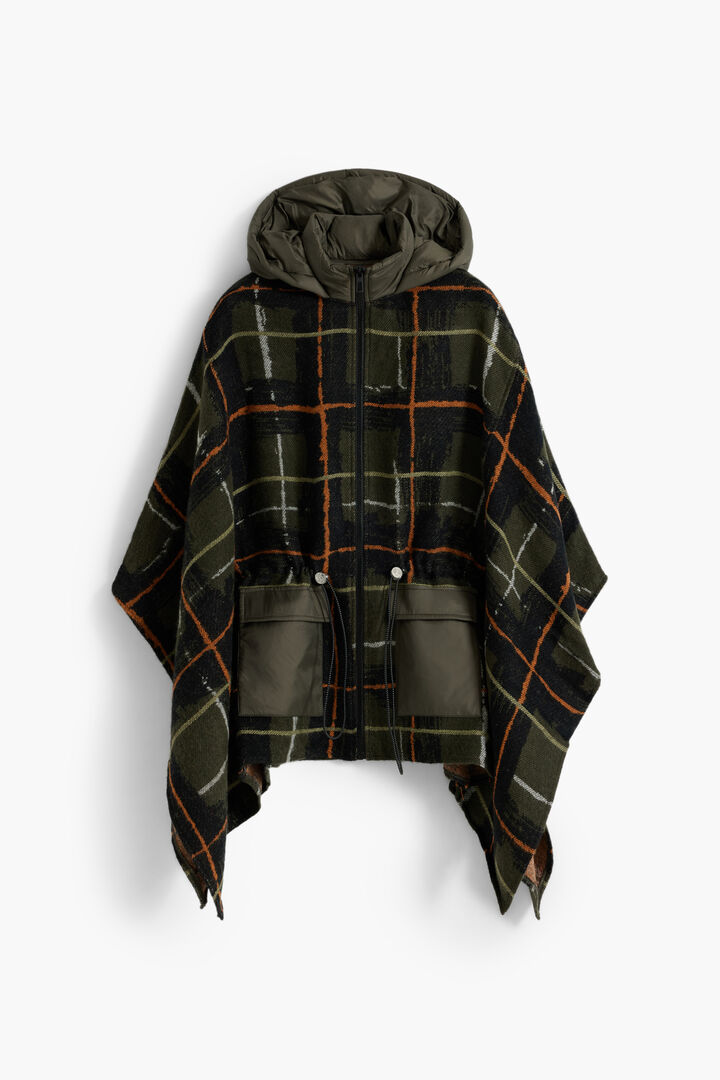 Poncho à carreaux avec capuche matelassée | Desigual