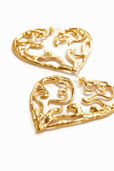 Zalio gold plated XL heart earrings | Desigual