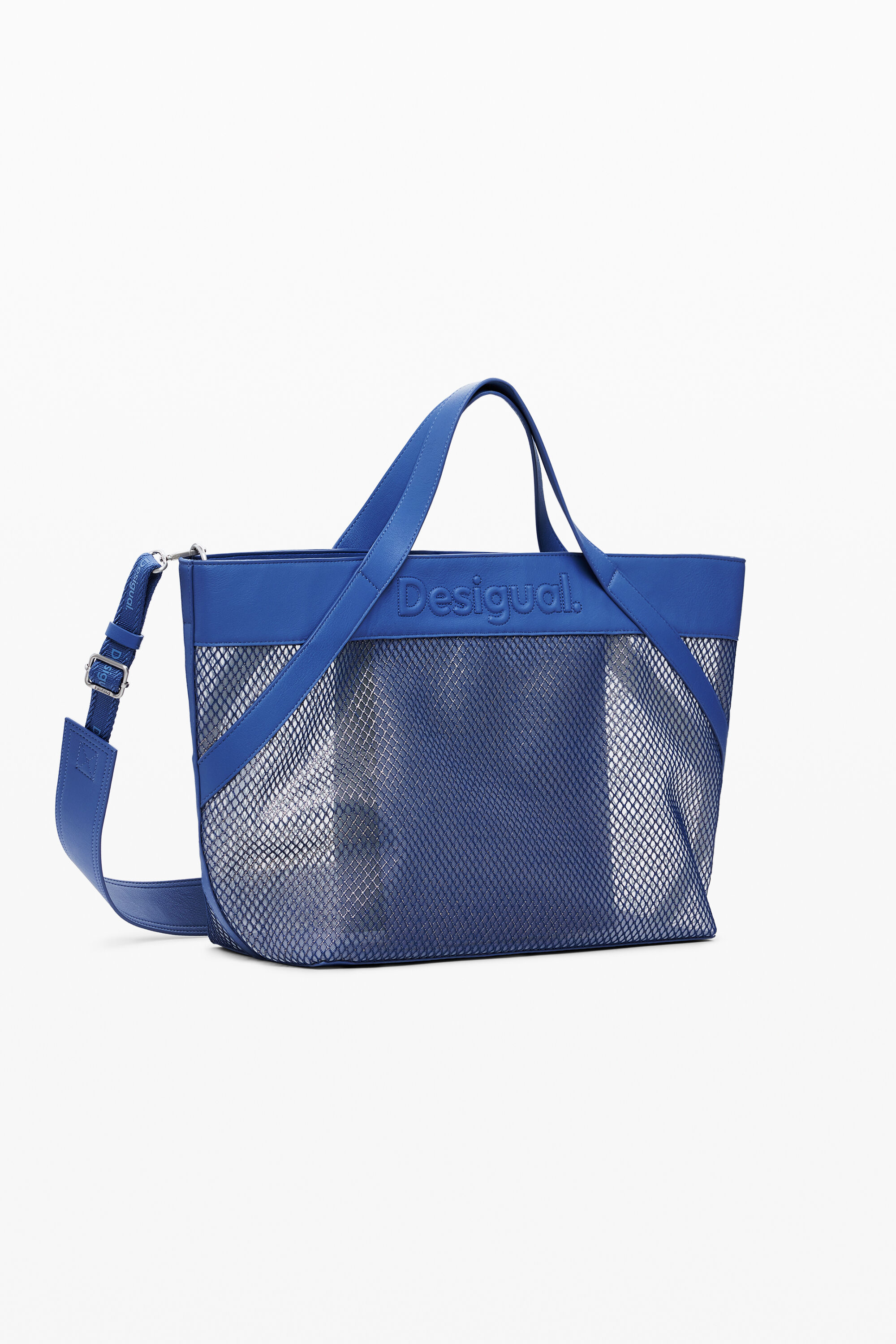 Desigual Large Mesh Shopper Bag In Blue