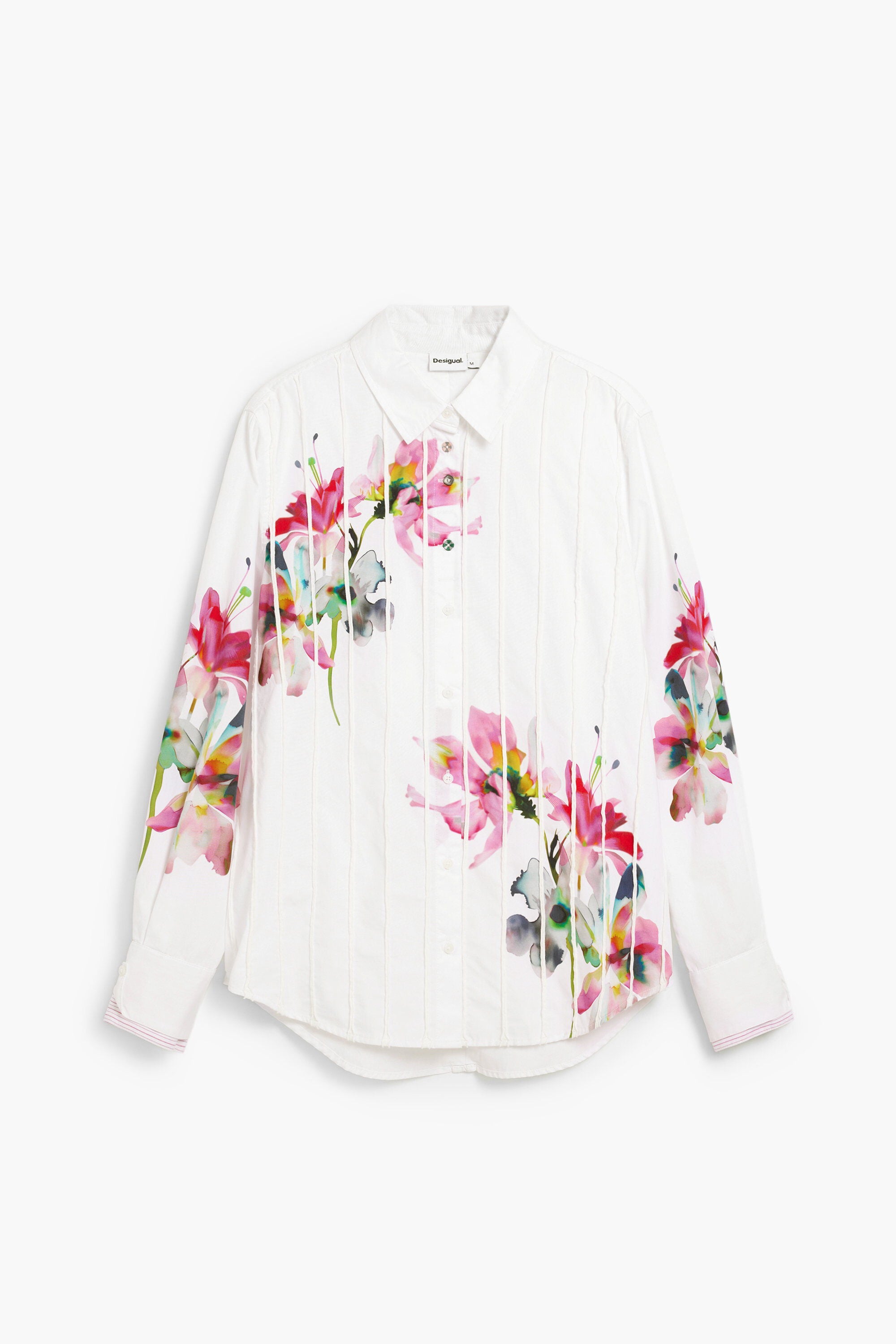 花柄プリーツ入り長袖シャツ ホワイト 女性用 I Desigual.com