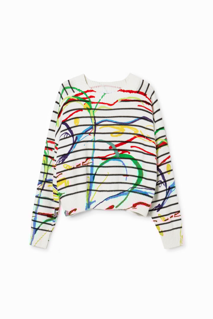 Krótki sweter w paski arty | Desigual