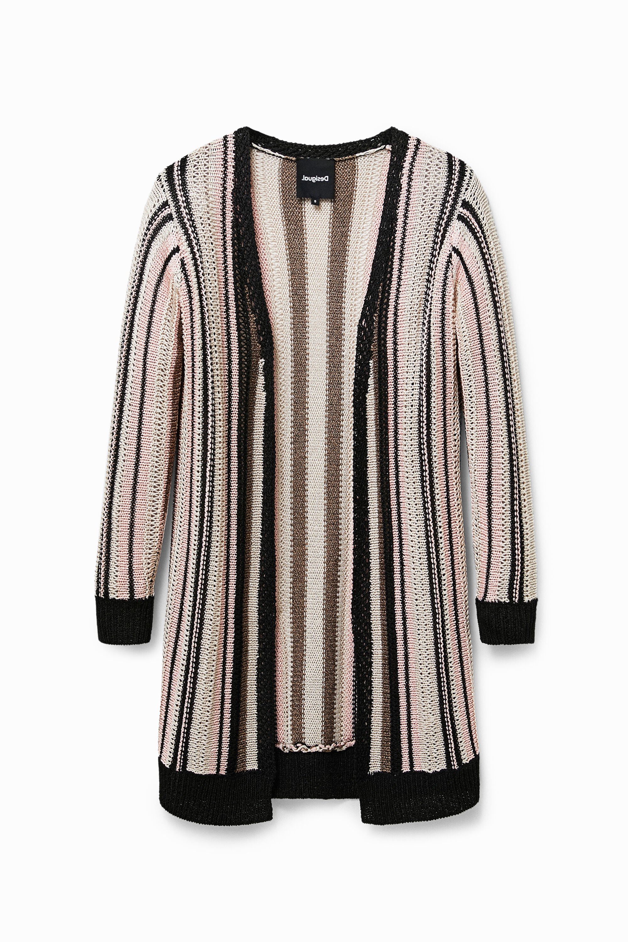 Desigual Long Striped Cardigan In Material Finishes