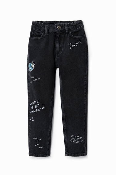 Jeans met teksten met handgeschreven effect | Desigual