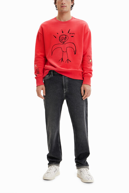 Embroidered bird sweatshirt