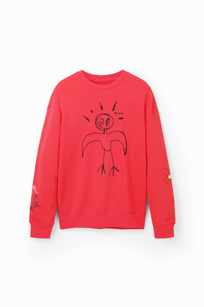 Embroidered bird sweatshirt